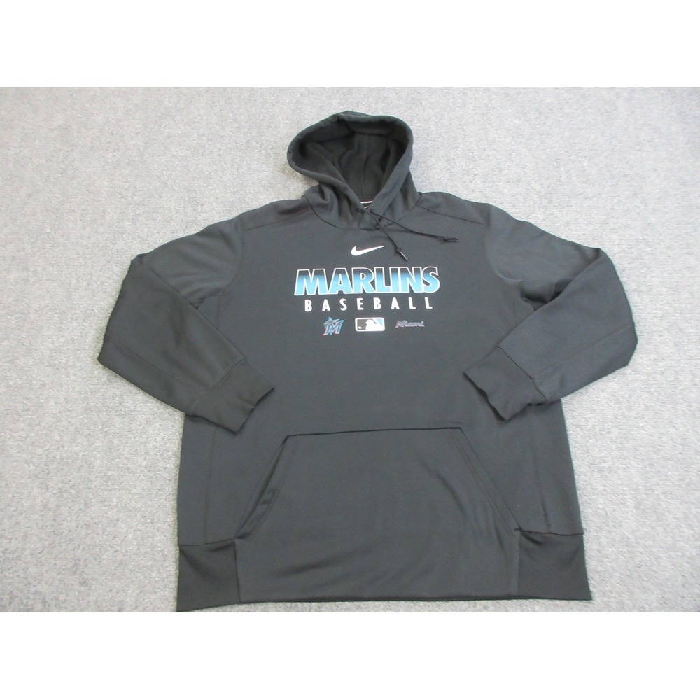 Miami Marlins Hoodie Mens‎ XL Black MLB Baseball Nike Dri Fit Authentic